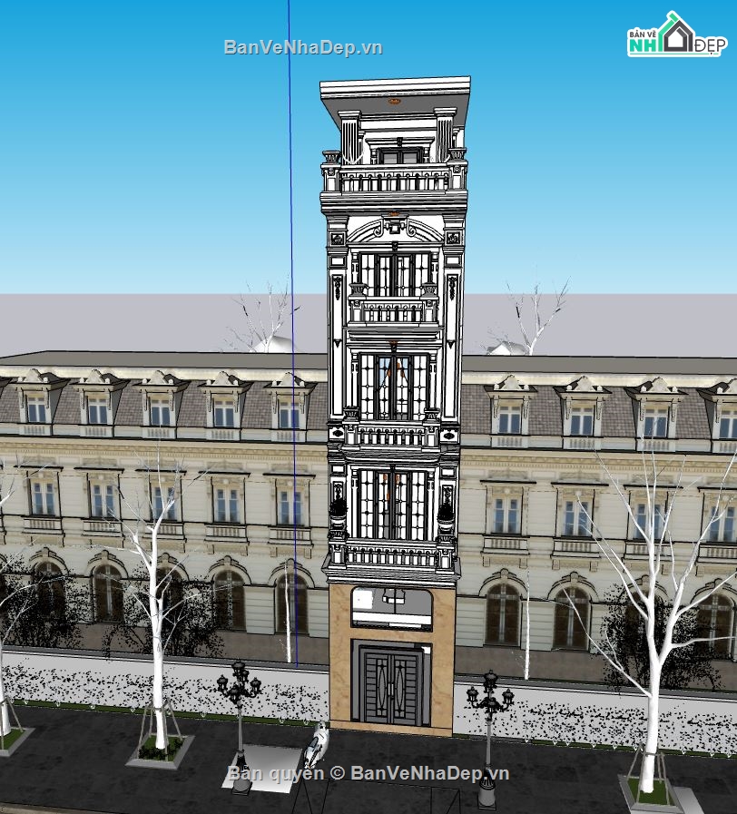 nhà phố 5 tầng,nhà phố cổ điển,nhà 4x8m