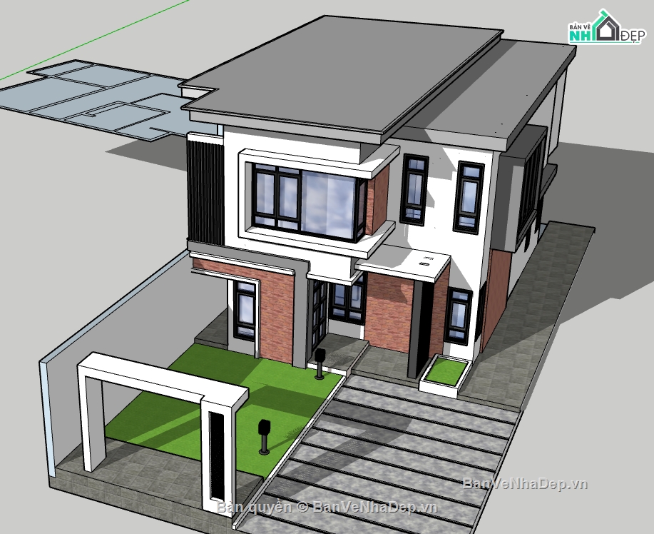nhà phố 2 tầng,model nhà phố 2 tầng,3d nhà phố 2 tầng,model su nhà phố 2 tầng