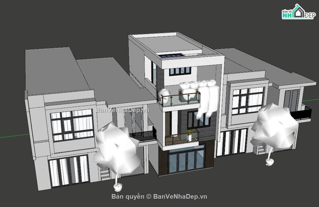 nhà phố 3 tầng,file su nhà phố 3 tầng,model 3d nhà phố 3 tầng,bản vẽ nhà phố 3 tầng,model nhà phố 3 tầng