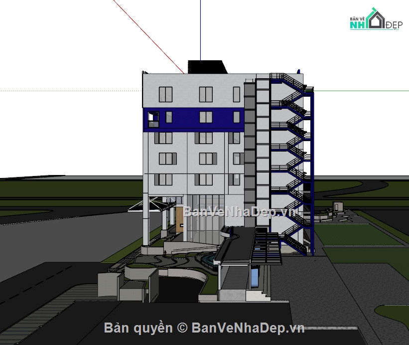 Sketchup,kiến trúc văn phòng,văn phòng,tầng hầm,kiến trúc 2 tầng,kiến trúc nhà 2 tầng