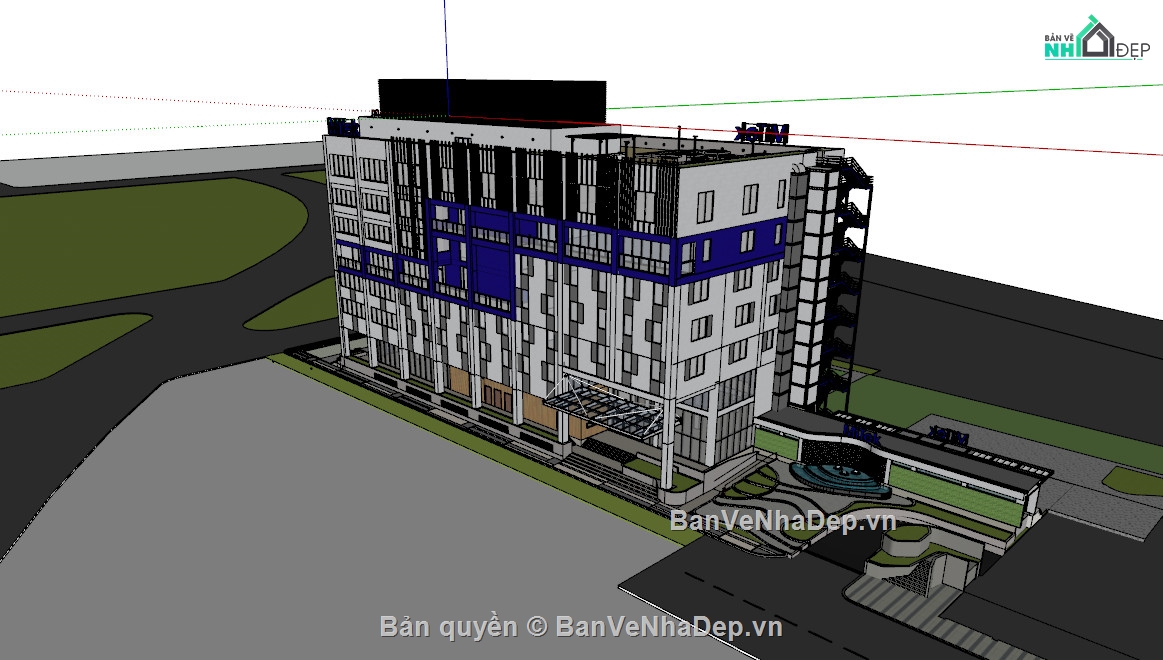 Sketchup,kiến trúc văn phòng,văn phòng,tầng hầm,kiến trúc 2 tầng,kiến trúc nhà 2 tầng