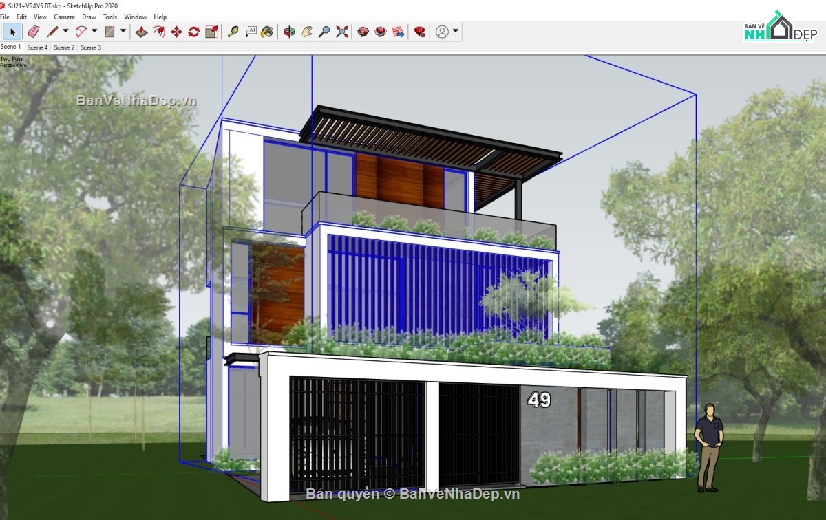 sketchup biệt thự 3 tầng,su biệt thự 3 tầng,model su biệt thự 3 tầng,file sketchup biệt thự 3 tầng,Su biệt thự 3 tầng 10.5x15m