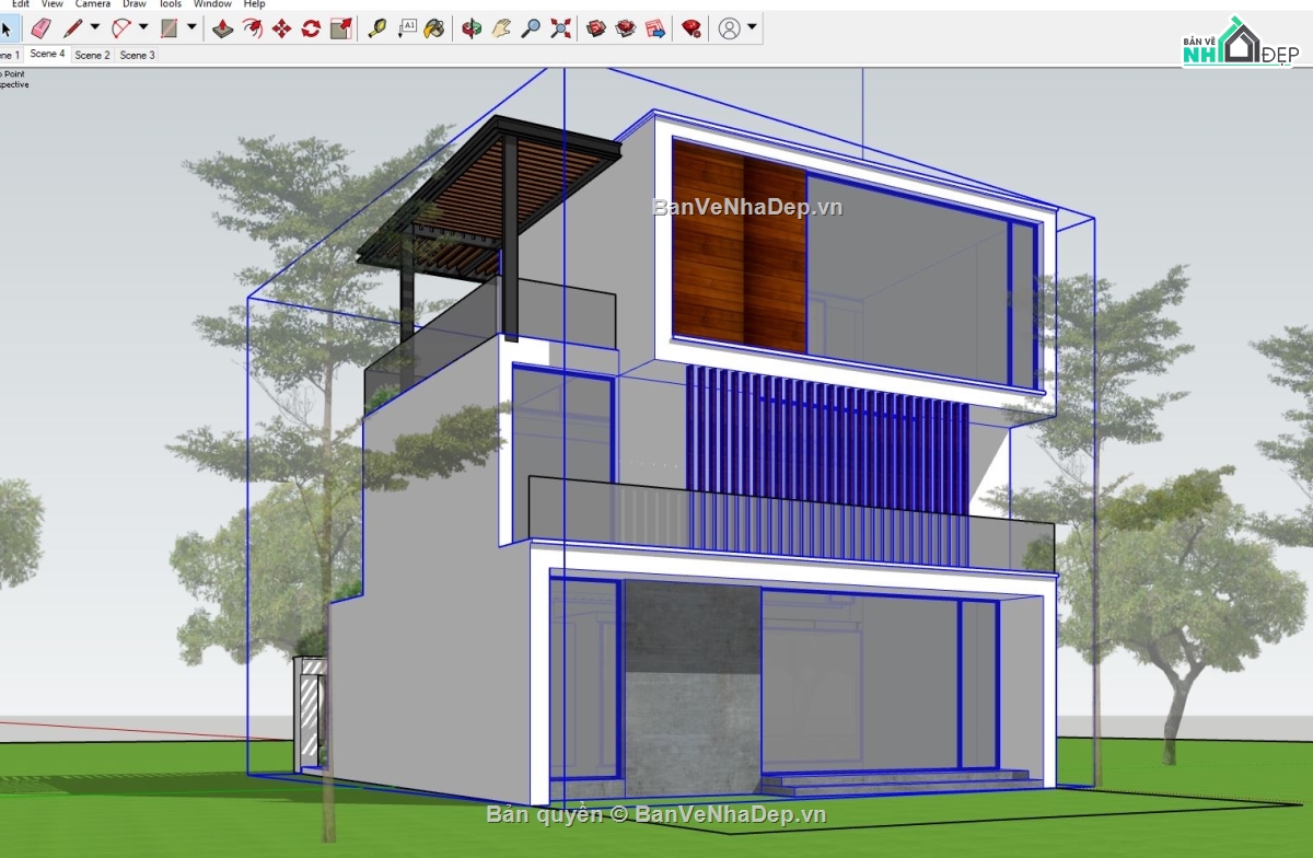 sketchup biệt thự 3 tầng,su biệt thự 3 tầng,model su biệt thự 3 tầng,file sketchup biệt thự 3 tầng,Su biệt thự 3 tầng 10.5x15m