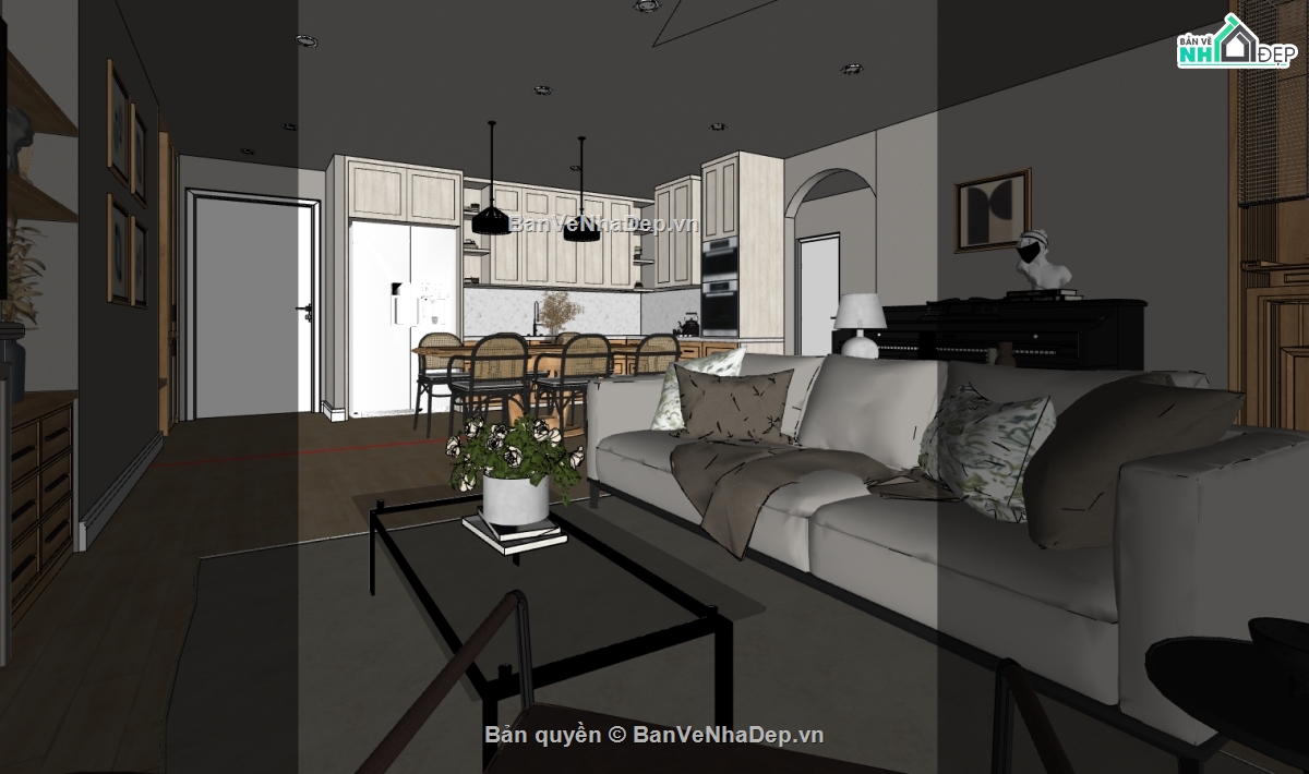 nội thất phòng khách hiện đại,sketchup phòng khách hiện đại,phòng khách file sketchup,phòng khách sang trọng