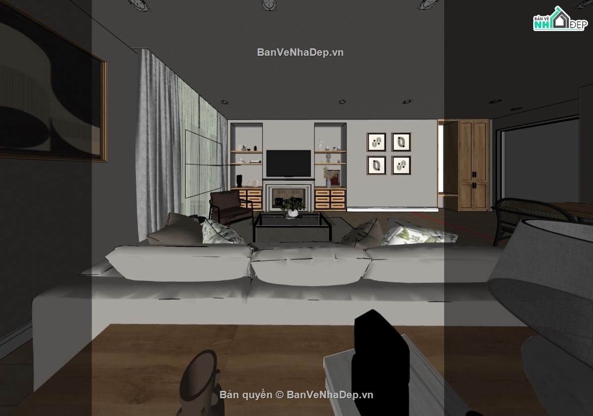 nội thất phòng khách hiện đại,sketchup phòng khách hiện đại,phòng khách file sketchup,phòng khách sang trọng