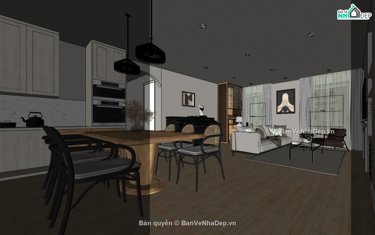 nội thất phòng khách hiện đại,sketchup phòng khách hiện đại,phòng khách file sketchup,phòng khách sang trọng