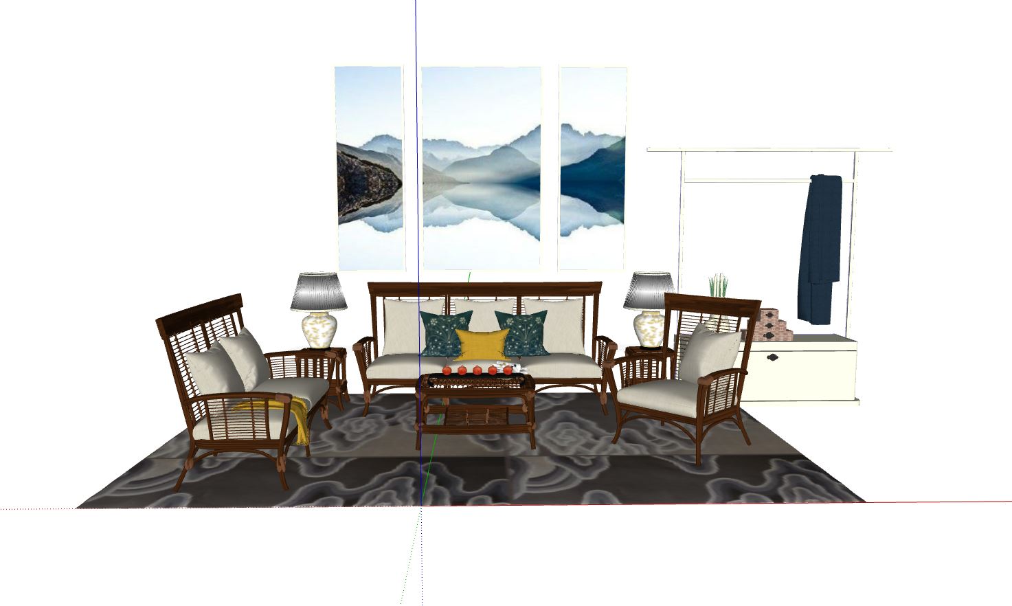 nội thất phòng khách,sketchup phòng khách,mẫu 3d nội thất phòng khách,phối cảnh nội thất phòng khách