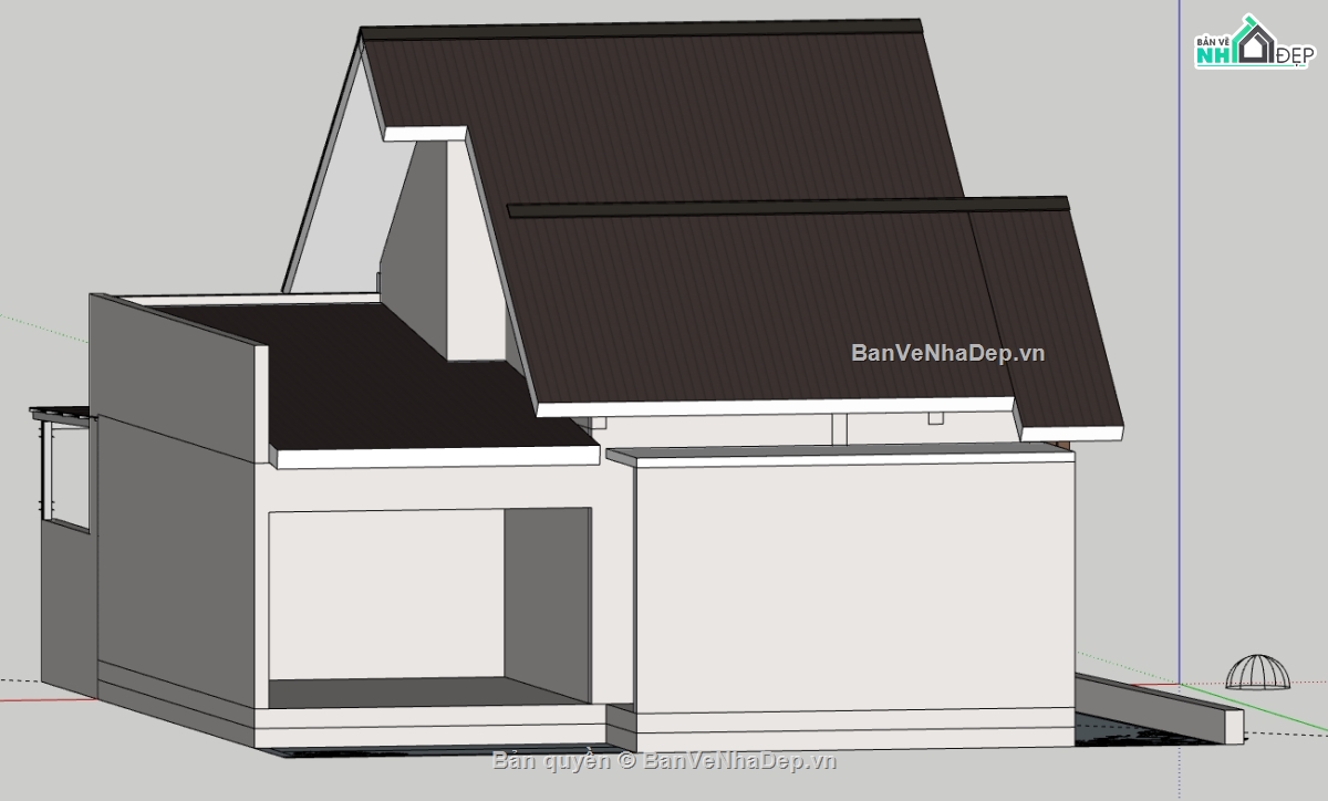 nhà 1 tầng sketchup,mẫu nhà 1 tầng sketchup,sketchup nhà 1 tầng,bản vẽ su nhà 1 tầng