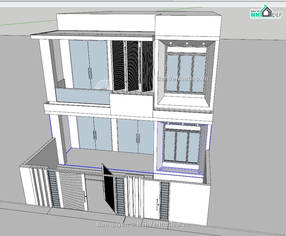 mẫu nhà phố 2 tầng,dựng 3dsu nhà phố 2 tầng,sketchup nhà phố 2 tầng,bao cảnh nhà phố 2 tầng