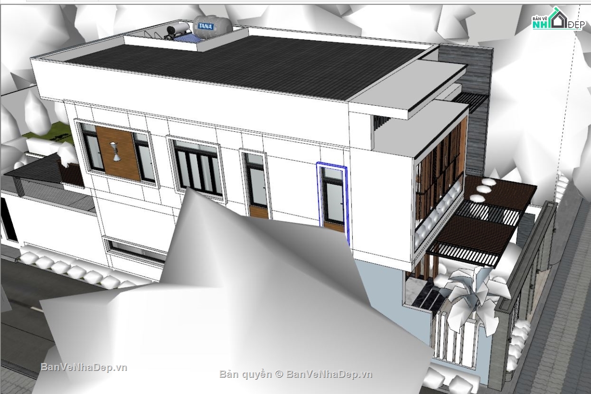 mẫu biệt thự 2 tầng sketchup,dựng 3dsu biệt thự 2 tầng,sketchup biệt thự 2 tầng,bao cảnh biệt thự 2 tầng