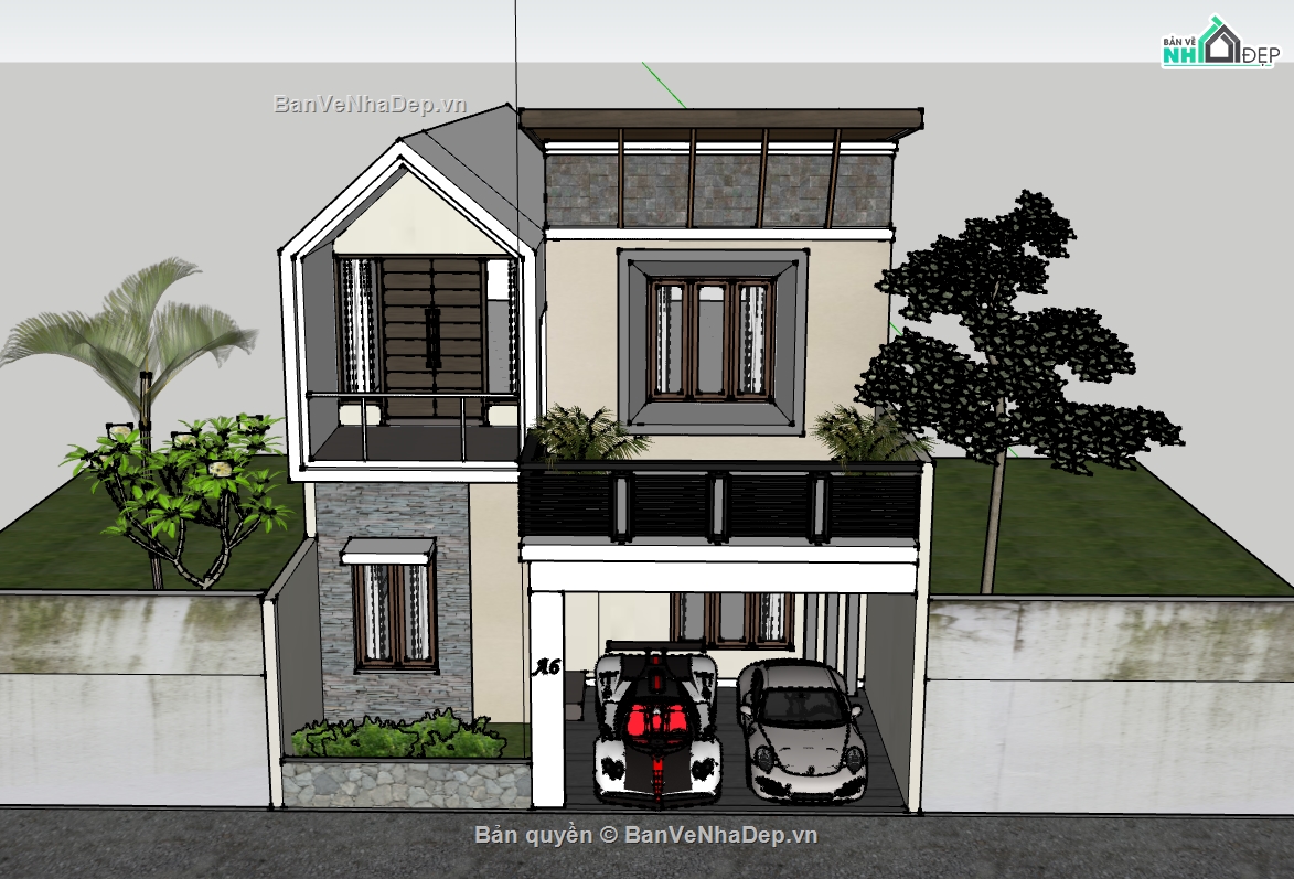 file sketchup nhà phố 2 tầng,model sketchup nhà phố 2 tầng,sketchup nhà phố 2 tầng,3d sketchup nhà phố 2 tầng