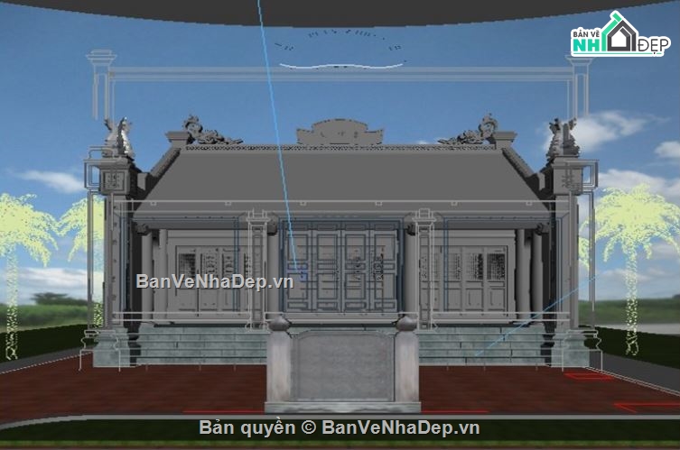 Phối cảnh Nhà Thờ,File 3dmax nhà hờ họ,File 3dmax phối cảnh