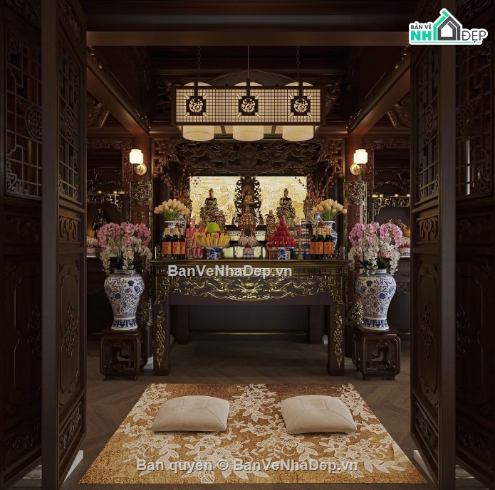3dmax phòng thờ,mẫu phòng thờ,phòng thờ 3dmax