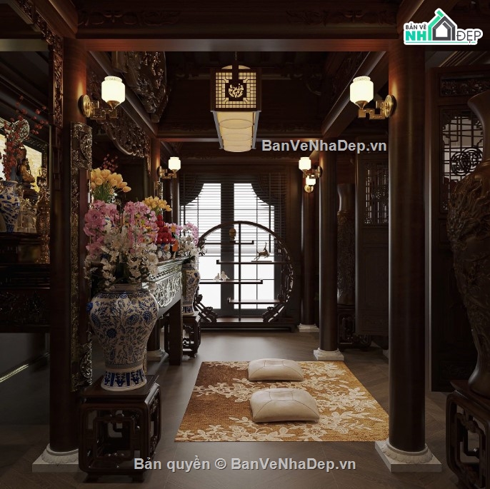 3dmax phòng thờ,mẫu phòng thờ,phòng thờ 3dmax