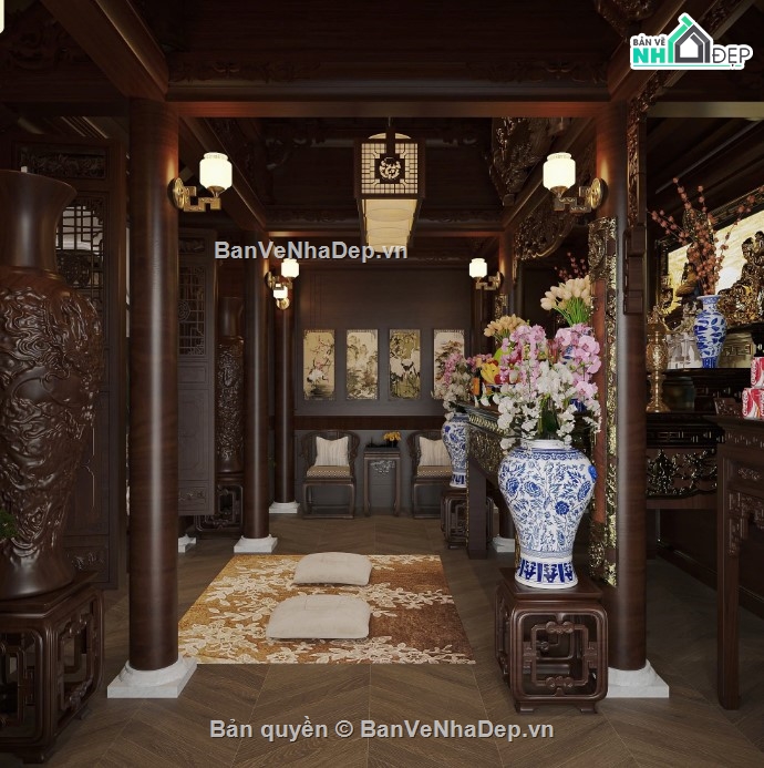 3dmax phòng thờ,mẫu phòng thờ,phòng thờ 3dmax