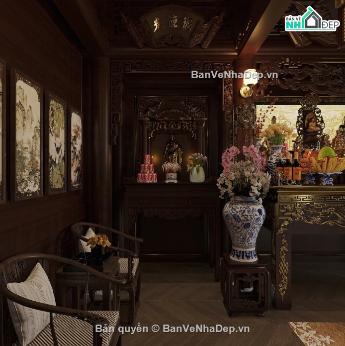 3dmax phòng thờ,mẫu phòng thờ,phòng thờ 3dmax