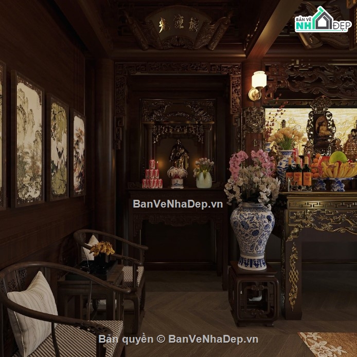 3dmax phòng thờ,mẫu phòng thờ,phòng thờ 3dmax