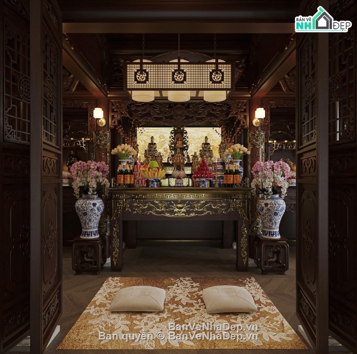 3dmax phòng thờ,mẫu phòng thờ,phòng thờ 3dmax