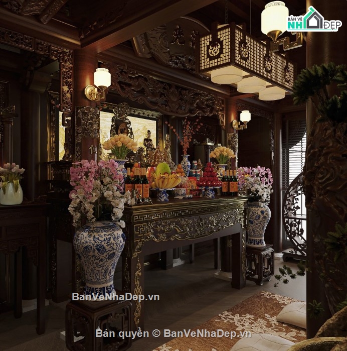 3dmax phòng thờ,mẫu phòng thờ,phòng thờ 3dmax