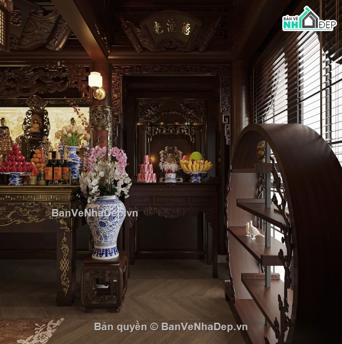 3dmax phòng thờ,mẫu phòng thờ,phòng thờ 3dmax