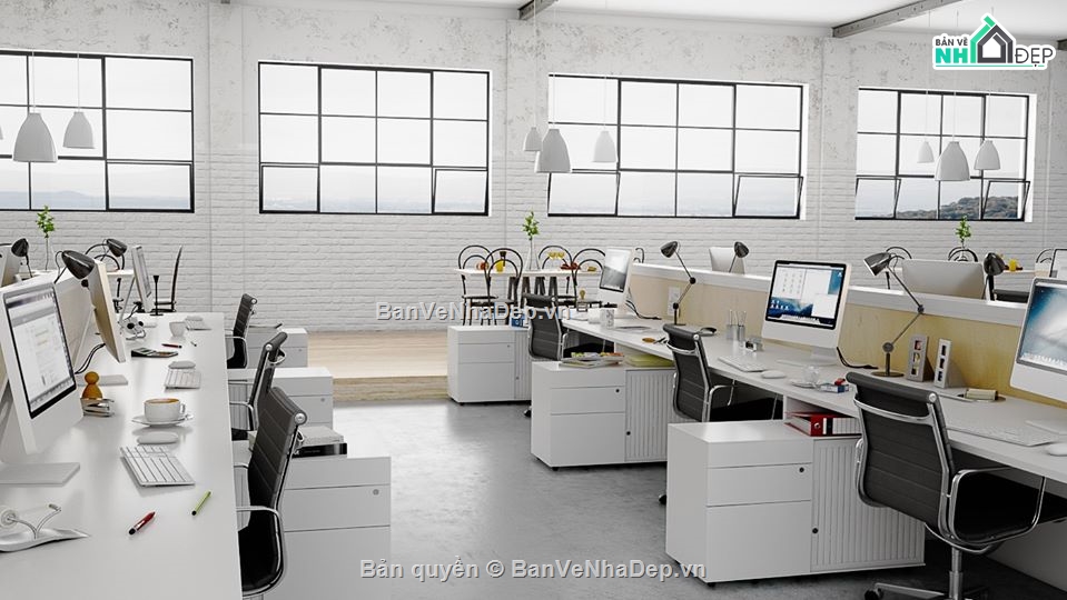 5 model 3DMax nội thất văn phòng cực sáng tạo