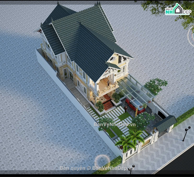 BT 2 tầng tân cổ điển,biệt thự mái thái,biệt thự 2 tầng