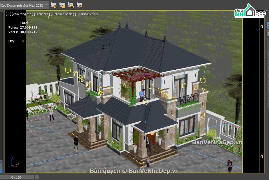 biệt thự 2 tầng,3dmax biệt thự 2 tầng,biệt thự 2 tầng mái nhật