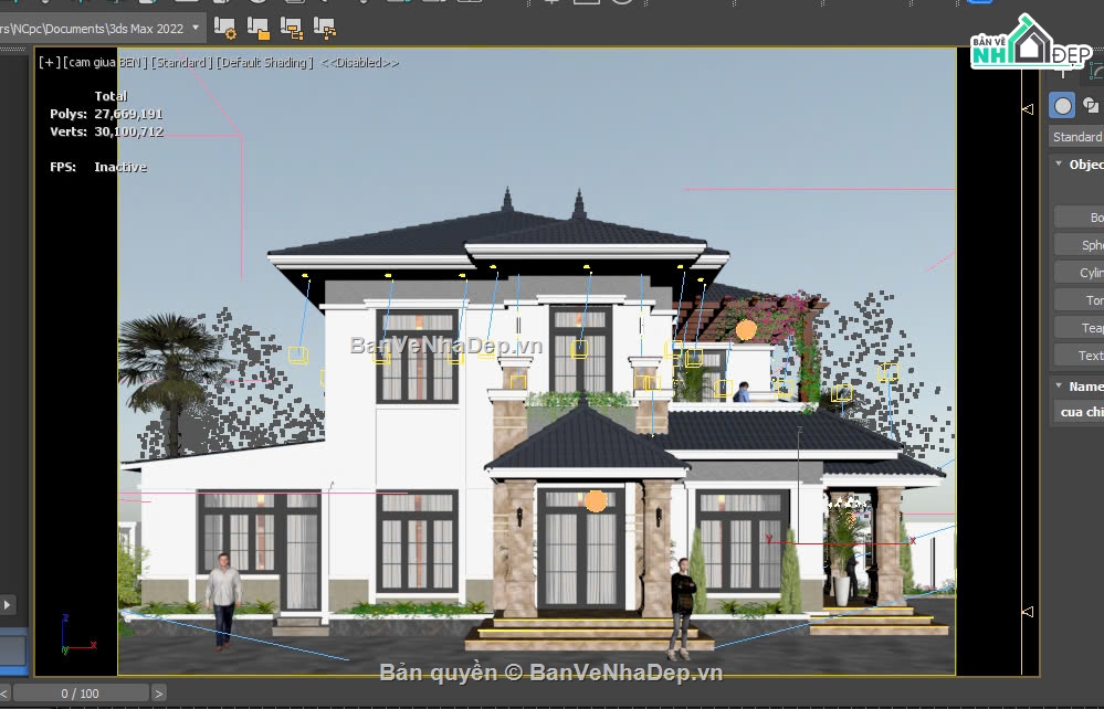 biệt thự 2 tầng,3dmax biệt thự 2 tầng,biệt thự 2 tầng mái nhật
