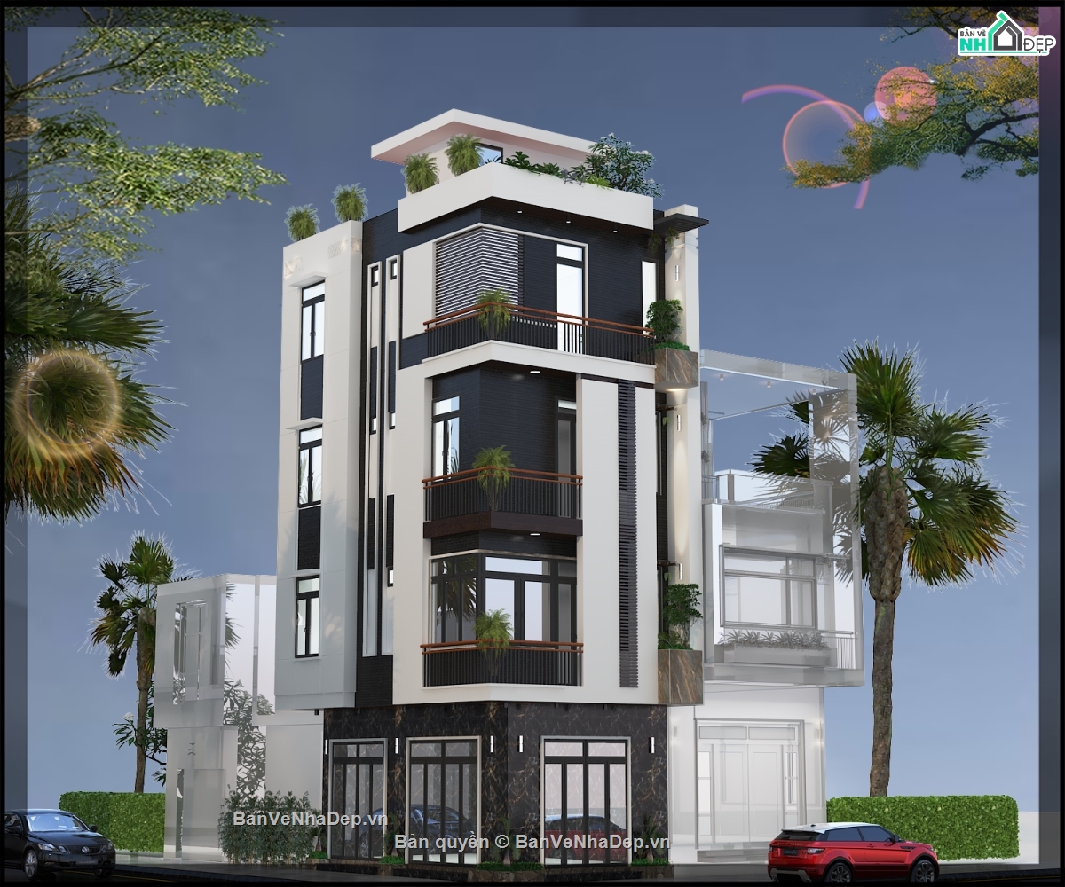 nhà phố 2 mặt tiền,nhà phố hiện đại,nhà phố 4 tầng hiện đại,ngoại thất nhà phố