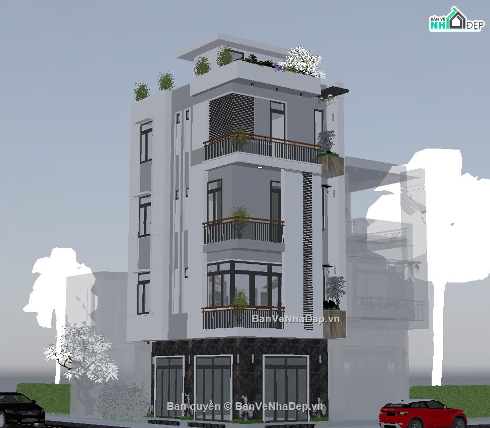 nhà phố 2 mặt tiền,nhà phố hiện đại,nhà phố 4 tầng hiện đại,ngoại thất nhà phố