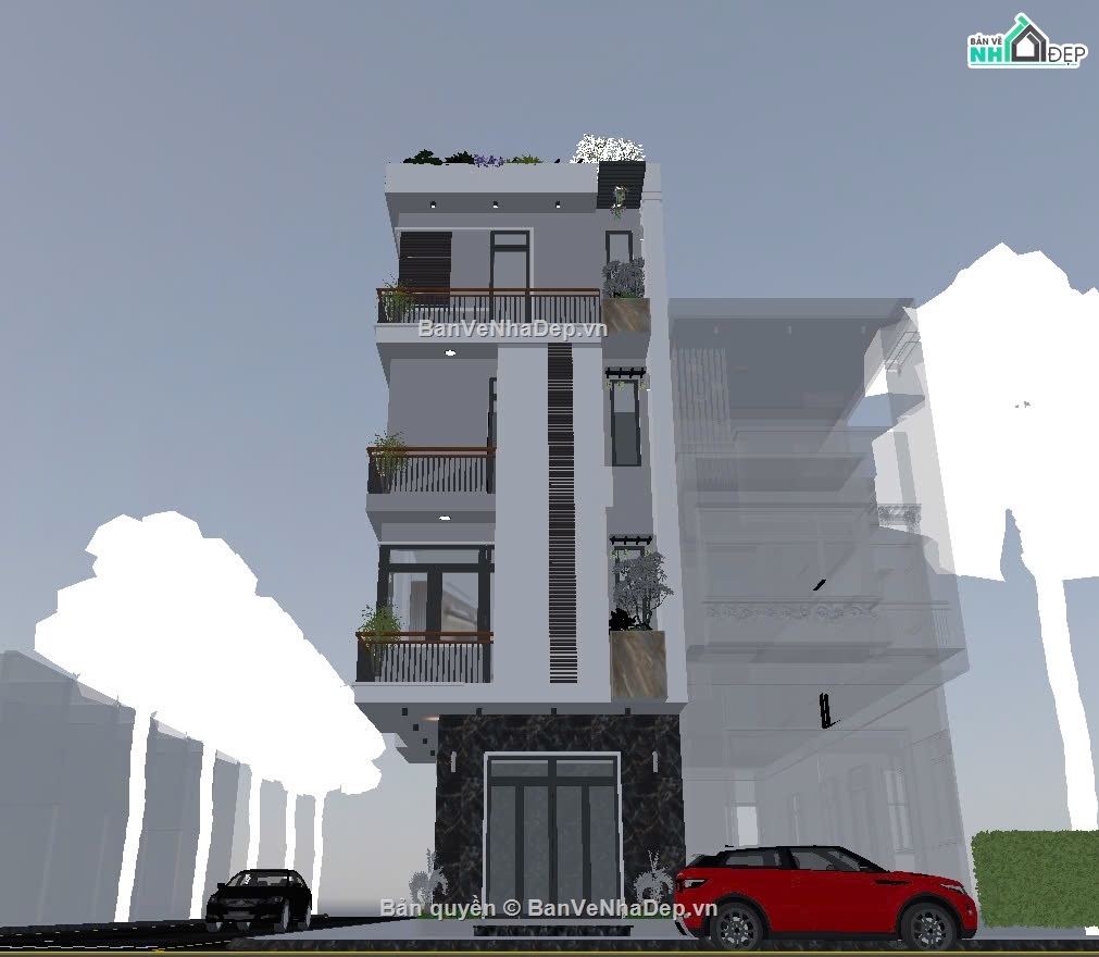 nhà phố 2 mặt tiền,nhà phố hiện đại,nhà phố 4 tầng hiện đại,ngoại thất nhà phố
