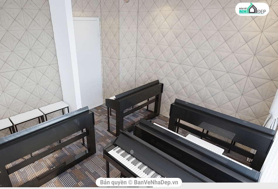 3dmax phòng học piano,3dmax thiết kế PHÒNG PIANO,3dmax phòng học,model phòng học tập