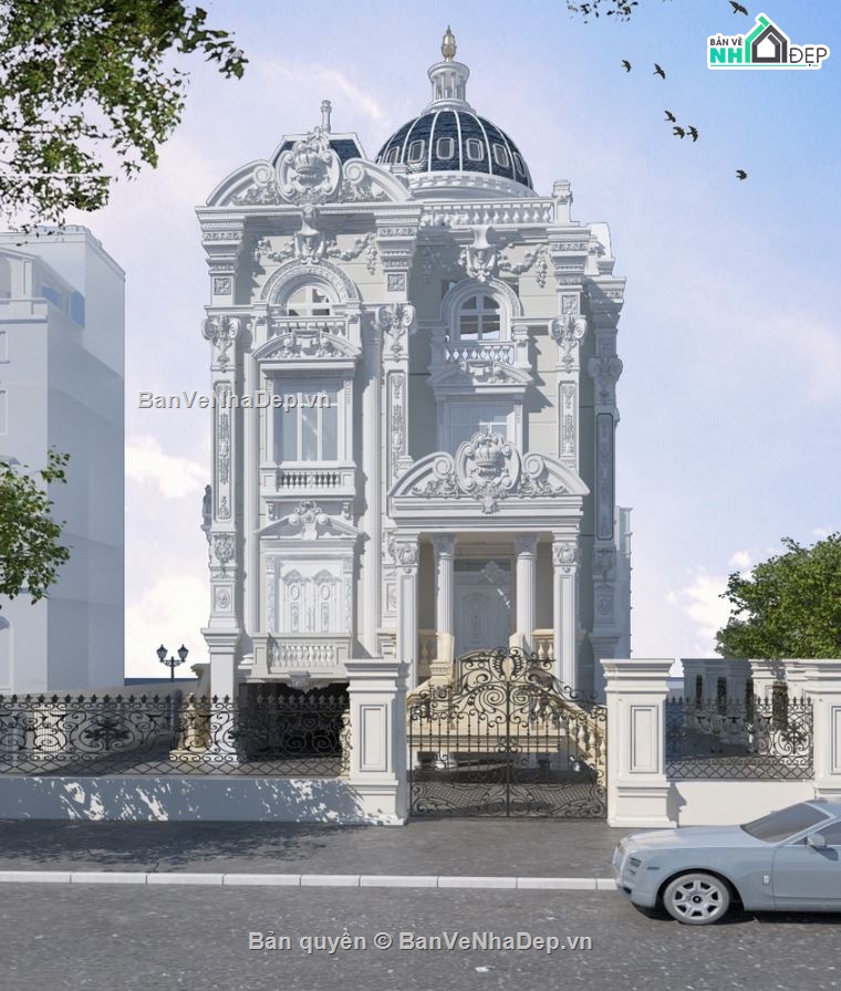 biệt thự tân cổ điển,bản vẽ biệt thự,biệt thự đẹp