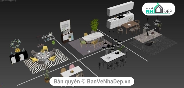 bàn ăn 3d,bàn ăn,bàn ăn 3d đẹp,Model 3ds max đẹp,model max set bàn ăn