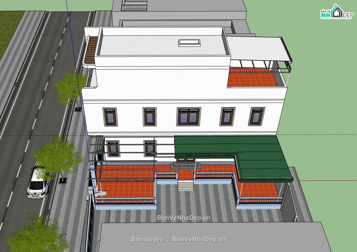 nhà phố 3 tầng,sketchup nhà phố,bản vẽ nhà phố