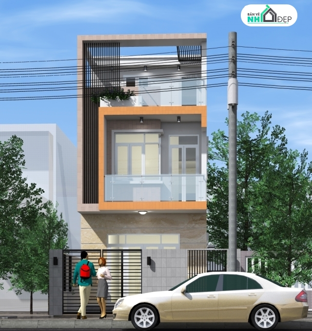 Tổng hợp 9 mẫu thiết kế nhà phố 2 tầng thiết kế đa dạng bằng Autocad + Sketchup