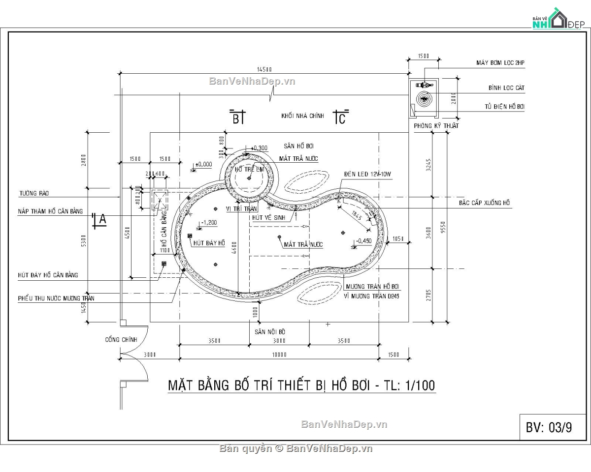 bản vẽ hồ bơi,file cad hồ bơi,hồ bơi gia đình