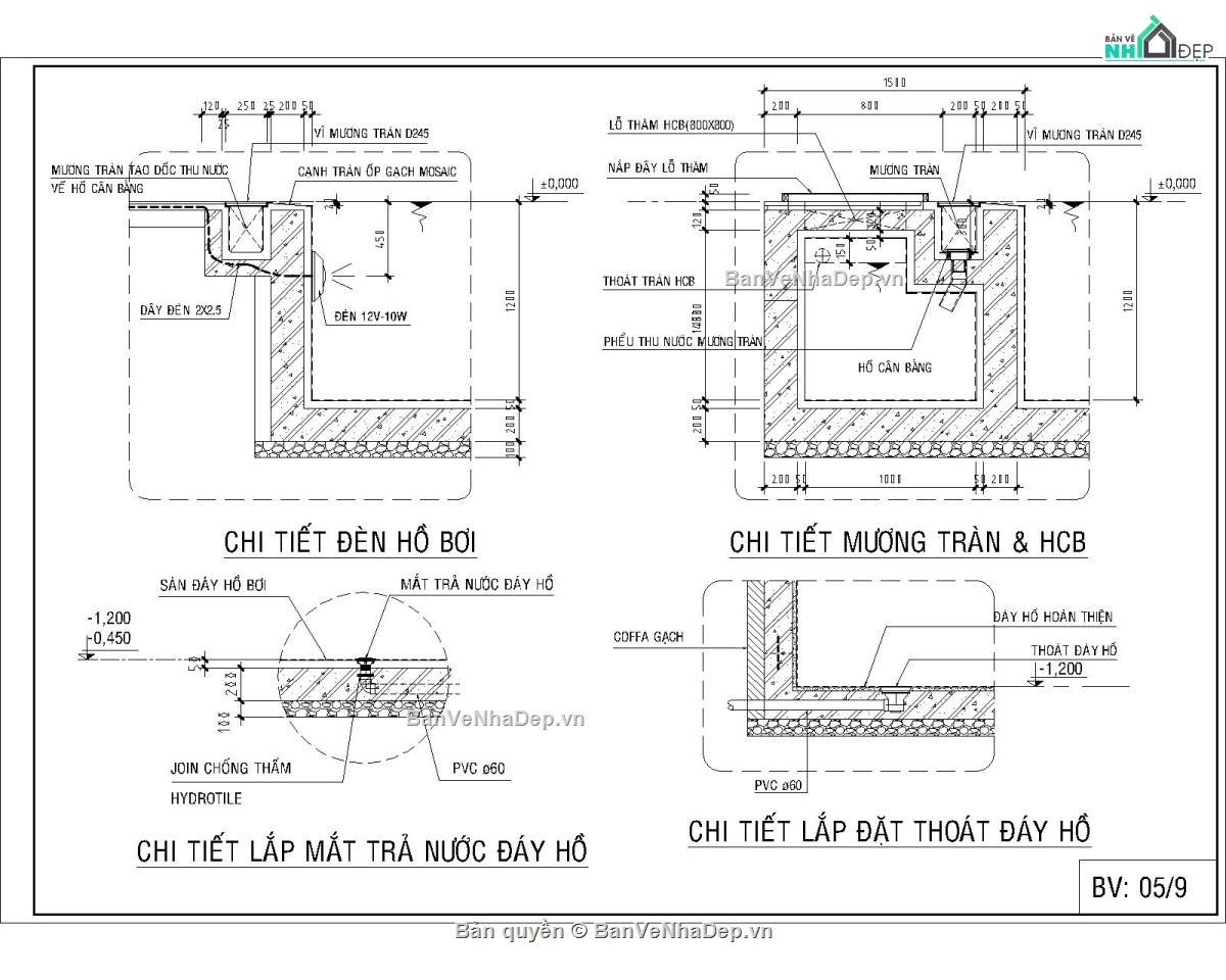 bản vẽ hồ bơi,file cad hồ bơi,hồ bơi gia đình