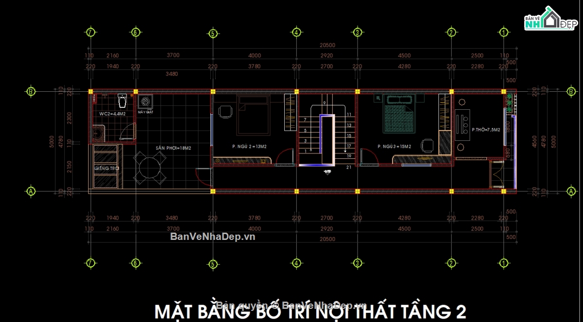 kết cấu kiến trúc nhà phố,Nhà phố kích thước  5x20m,nhà phố 2 tầng,bản vẽ nhà phố