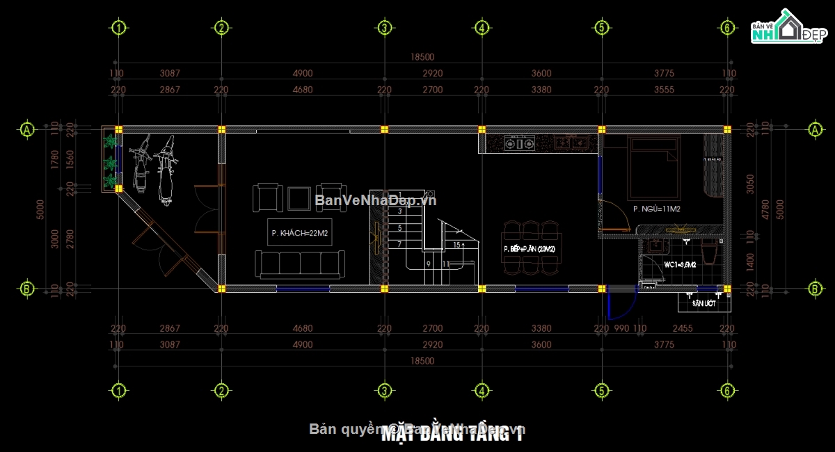 kết cấu 2 tầng,autocad nhà phố 2 tầng,bản vẽ nhà phố 2 tầng 2 mặt tiền,nhà phố 2 mặt tiền,nhà phố 2 tầng kiến trúc kết cấu