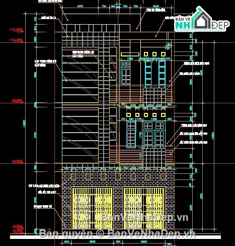 Bản vẽ nhà phố,Nhà phố 3 tầng,Autocad nhà phố,thiết kế nhà phố