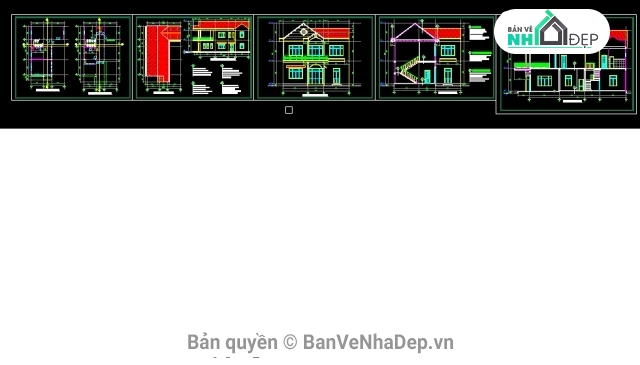 Bản vẽ,Biệt thự,kiến trúc 2 tầng,kiến trúc tầng mái,2 tầng mái thái,kiến trúc  nhà 2 tầng