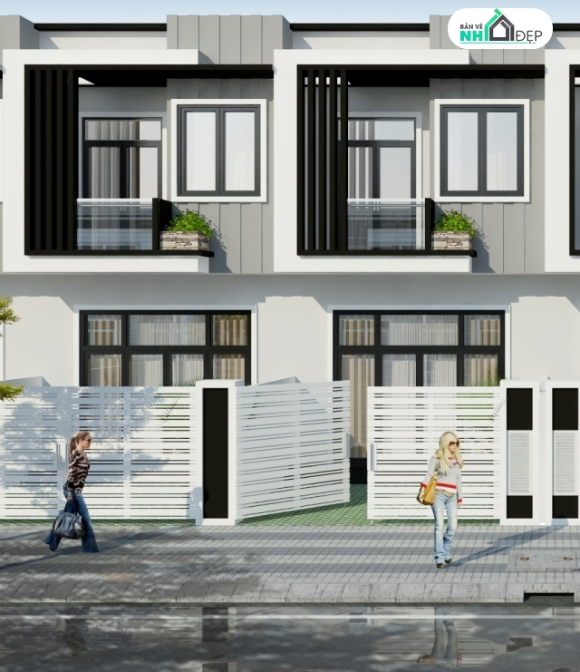 Tổng hợp 9 mẫu thiết kế nhà phố 2 tầng file cad kiến trúc và phối cảnh [ sale 10% ]