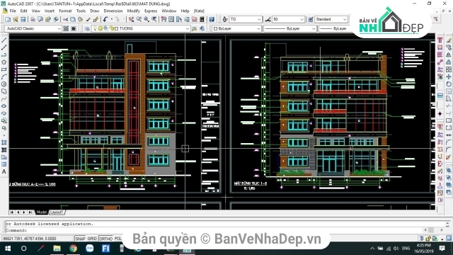 kiến trúc văn phòng 6 tầng,Thiết kế văn phòng 6 tầng,bản vẽ văn phòng 6 tầng,Bản vẽ văn phòng 6 tầng