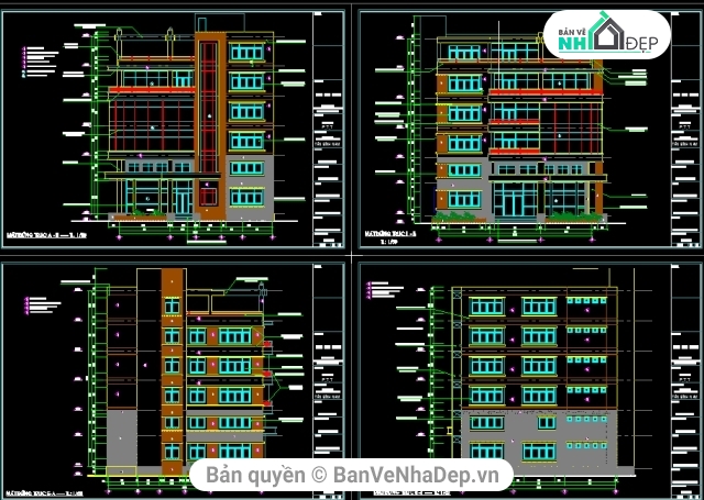 kiến trúc văn phòng 6 tầng,Thiết kế văn phòng 6 tầng,bản vẽ văn phòng 6 tầng,Bản vẽ văn phòng 6 tầng