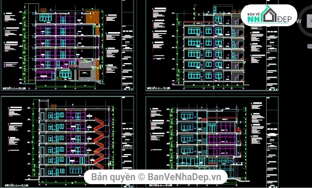 kiến trúc văn phòng 6 tầng,Thiết kế văn phòng 6 tầng,bản vẽ văn phòng 6 tầng,Bản vẽ văn phòng 6 tầng