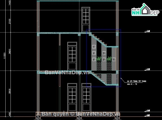 Nhà phố 2 tầng,nhà 2 tầng,nhà kích thước 7 x 14m,Autocad nhà 2 tầng