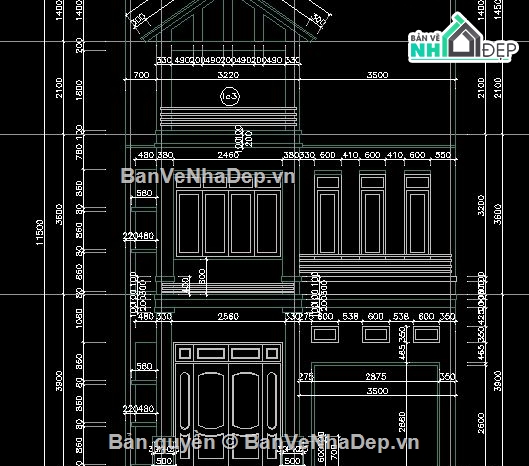 Nhà phố 2 tầng,nhà 2 tầng,nhà kích thước 7 x 14m,Autocad nhà 2 tầng