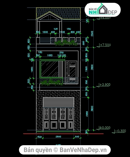Bản vẽ nhà phố,nhà phố kt 4x16m,Kiến trúc nhà phố,nhà phố 3 tầng,bản vẽ nhà phố 3 tầng,thiết kế nhà phố 3 tầng