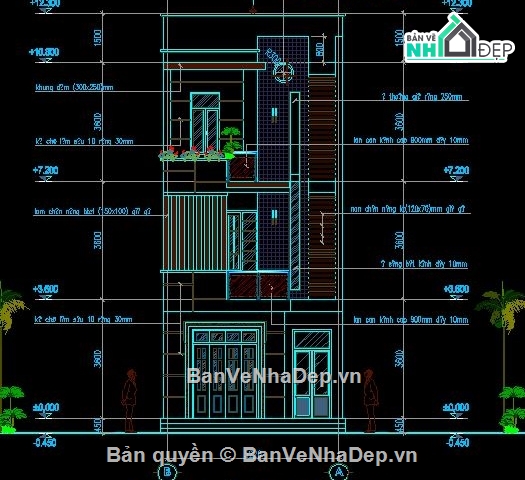 nhà phố 3 tầng,thiết kế nhà phố,nhà 3 tầng đẹp,Autocad nhà phố